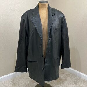 Couture by J. Park Lamb Leather Jacket Black Men's Size Large Button Down,